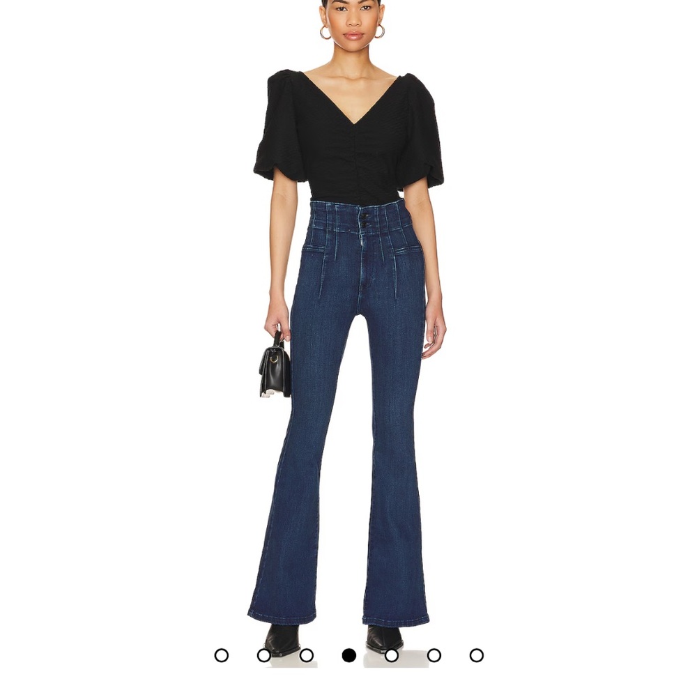 We the free dark blue flare fitted denim